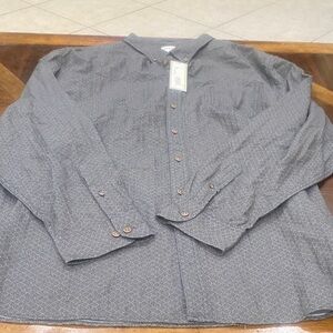 Men's Casual Button-Down Shirt in Gray Geometric Print
